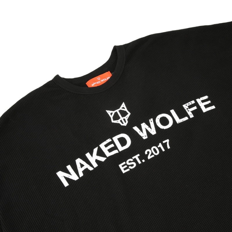 Bluzy Męskie Naked Wolfe Thermal Czarne | OXG6155YG