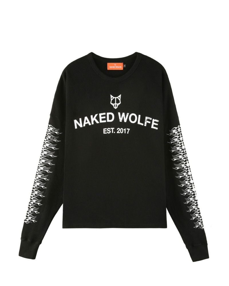 Bluzy Męskie Naked Wolfe Thermal Czarne | OXG6155YG