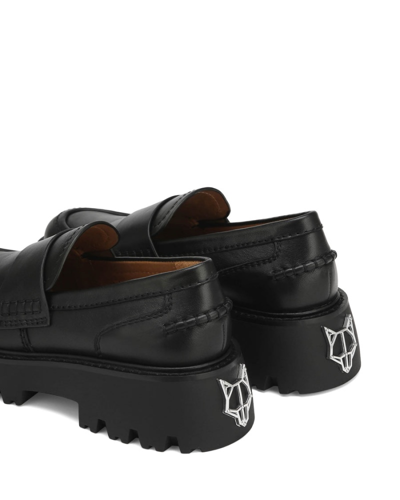 Loafersy Damskie Naked Wolfe Flawless Skórzane Czarne | LNV2117KU