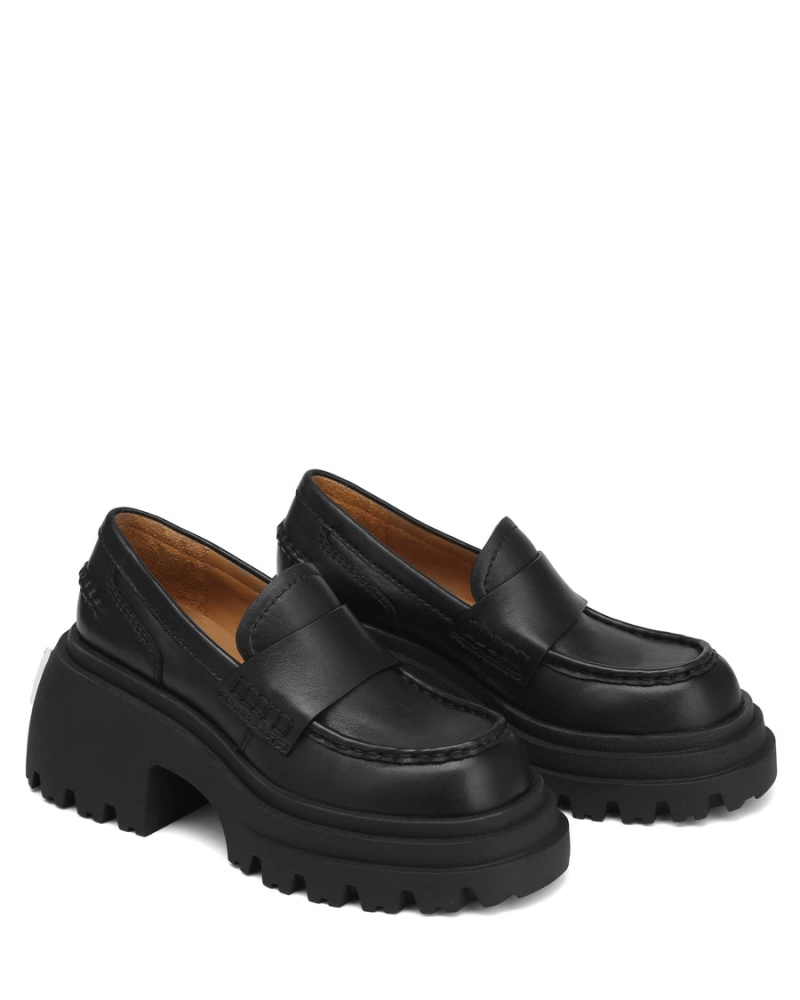 Loafersy Damskie Naked Wolfe Swish Skórzane Czarne | AEY6778PK