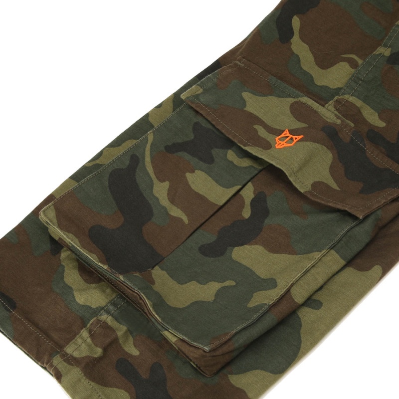 Spodnie Męskie Naked Wolfe Baggy Pocket Cargo Logo Zielone Czarne | LZC327IM