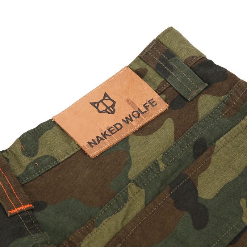 Spodnie Męskie Naked Wolfe Baggy Pocket Cargo Logo Zielone Czarne | LZC327IM